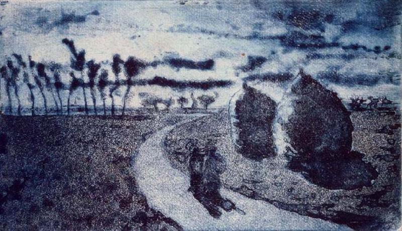 Twilight with Haystacks, Camille Pissarro
